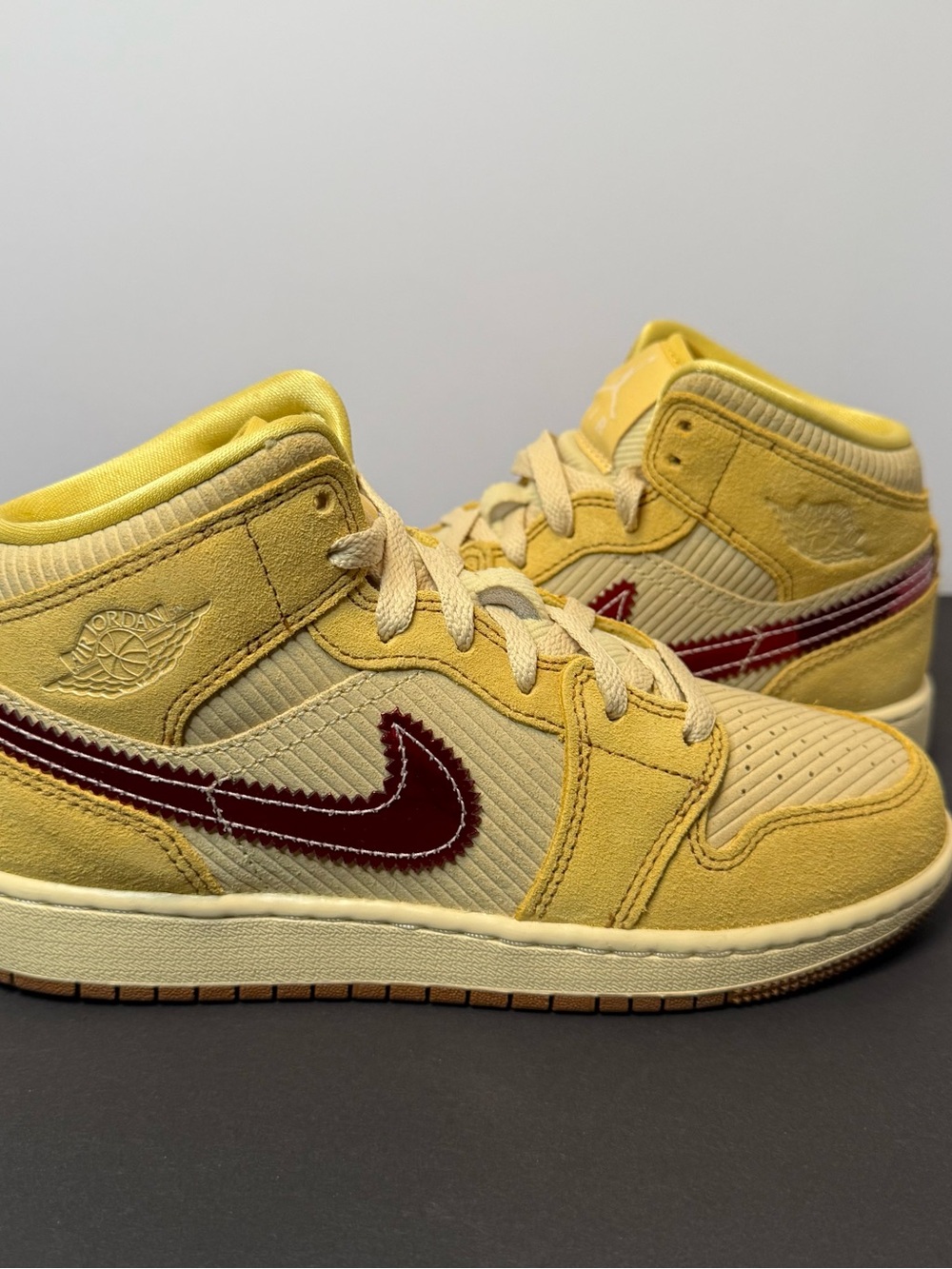Nike Kids “French Fries” Yellow and Burgundy Jordan Sneakers